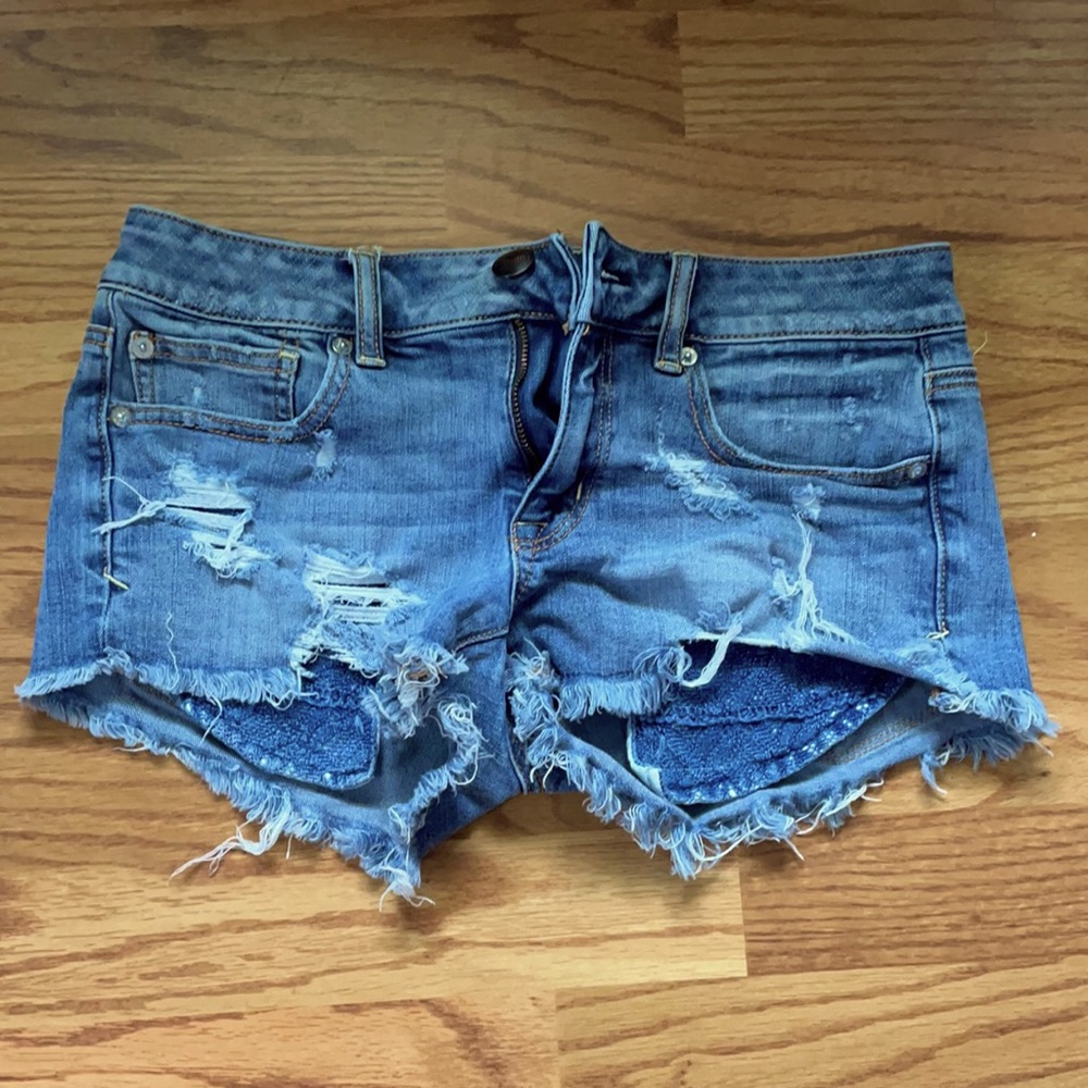 American Eagle super stretch shortie jean shorts.